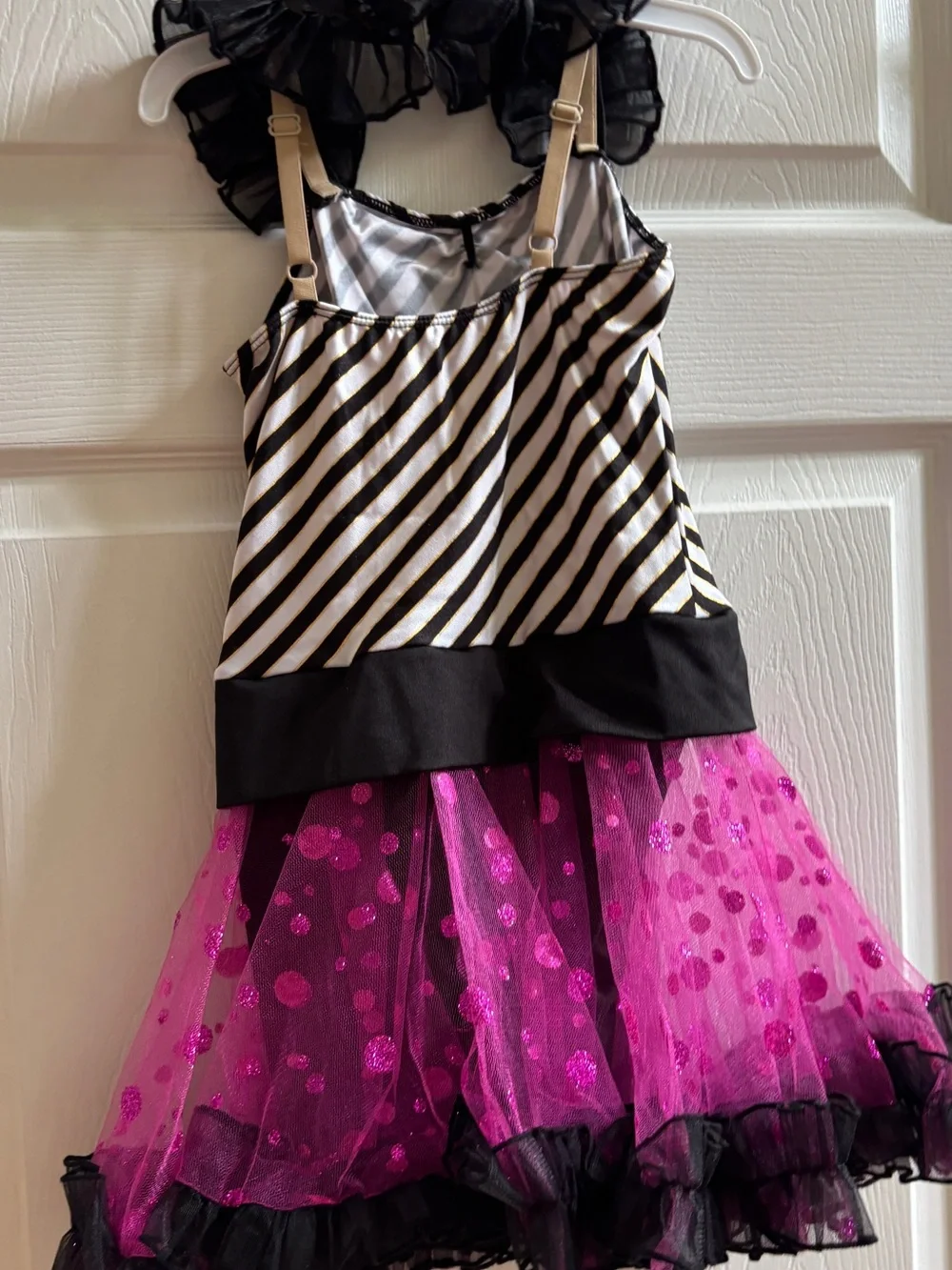 Girls Black & Hot Pink Striped Tutu Costume Dress